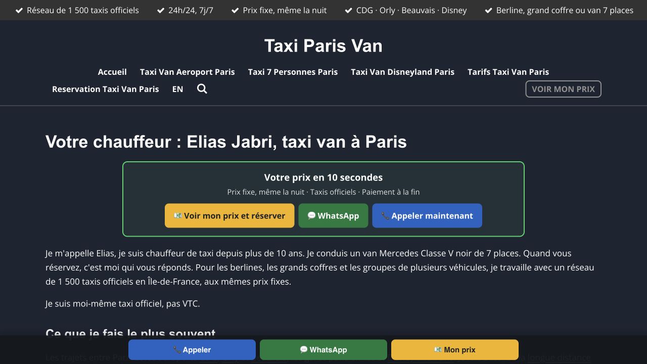 Capture du site de Taxi Paris Van — Elias Jabri