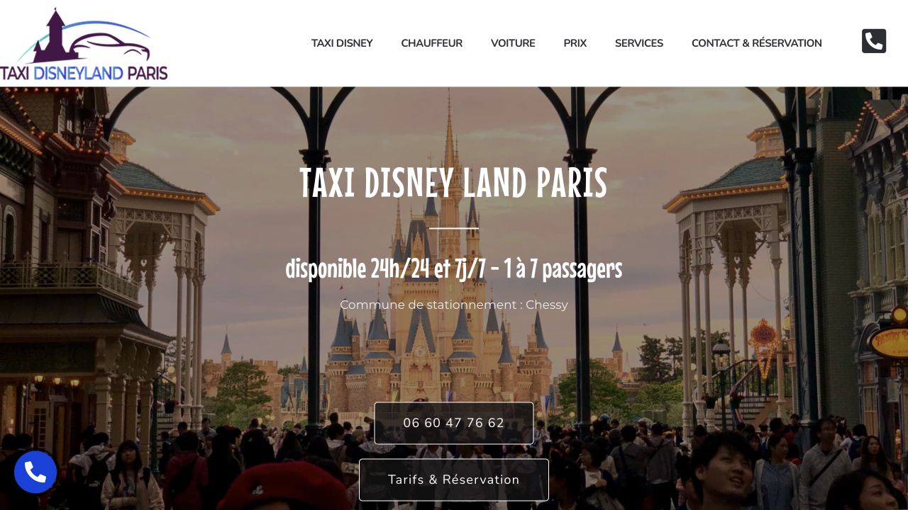 Capture du site de Taxi Disney Land Paris — Transport Taxi 77