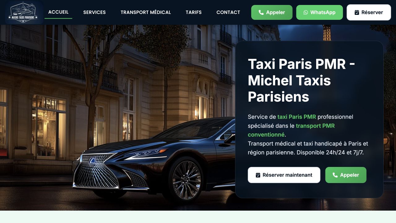 Capture du site de Taxi Paris PMR — Michel Taxis Parisiens