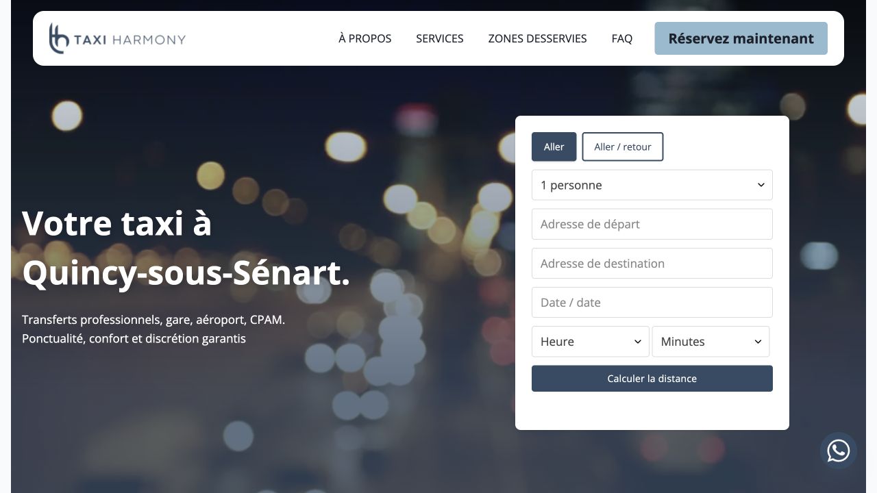 Capture du site de Taxi Harmony