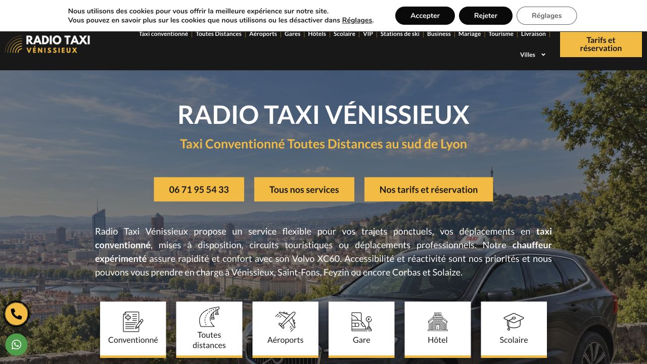 Capture du site de Radio Taxi Vénissieux — HKF Taxi