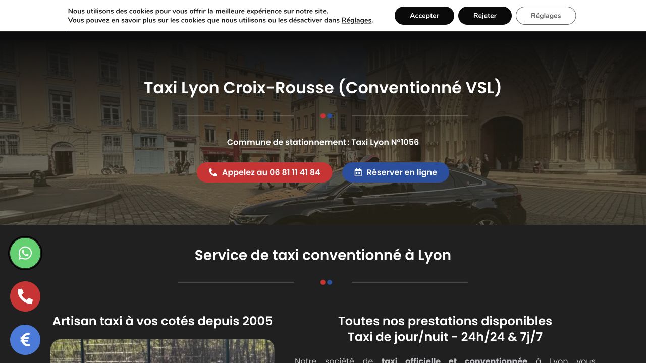 Capture du site de Taxi Lyon Croix-Rousse
