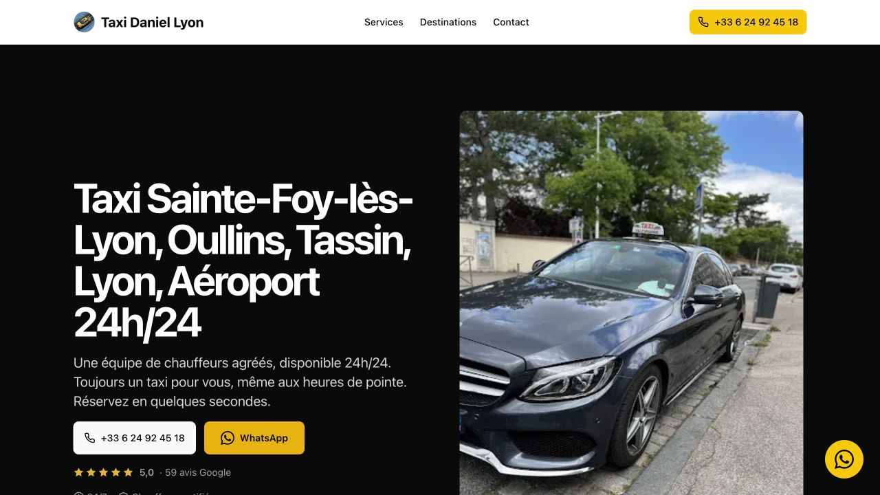 Capture du site de Taxi Daniel Lyon