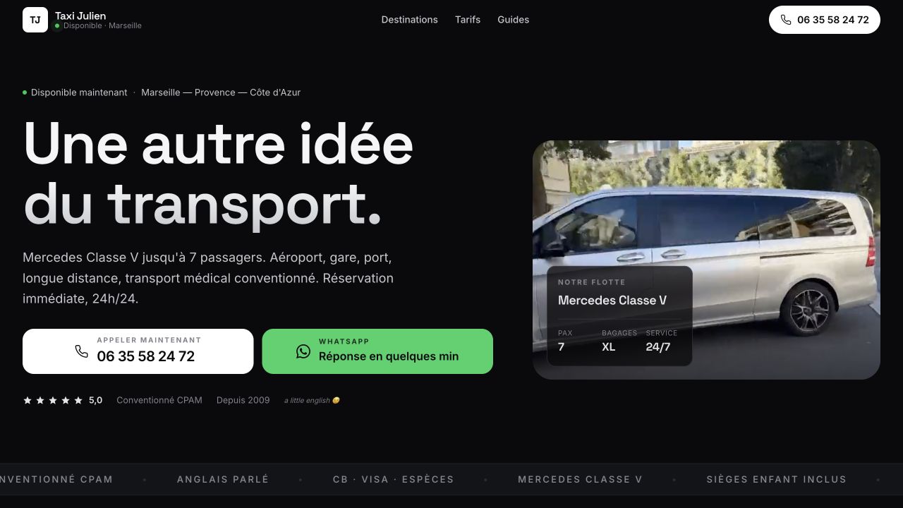 Capture du site de Taxi Julien — Julien Bracht
