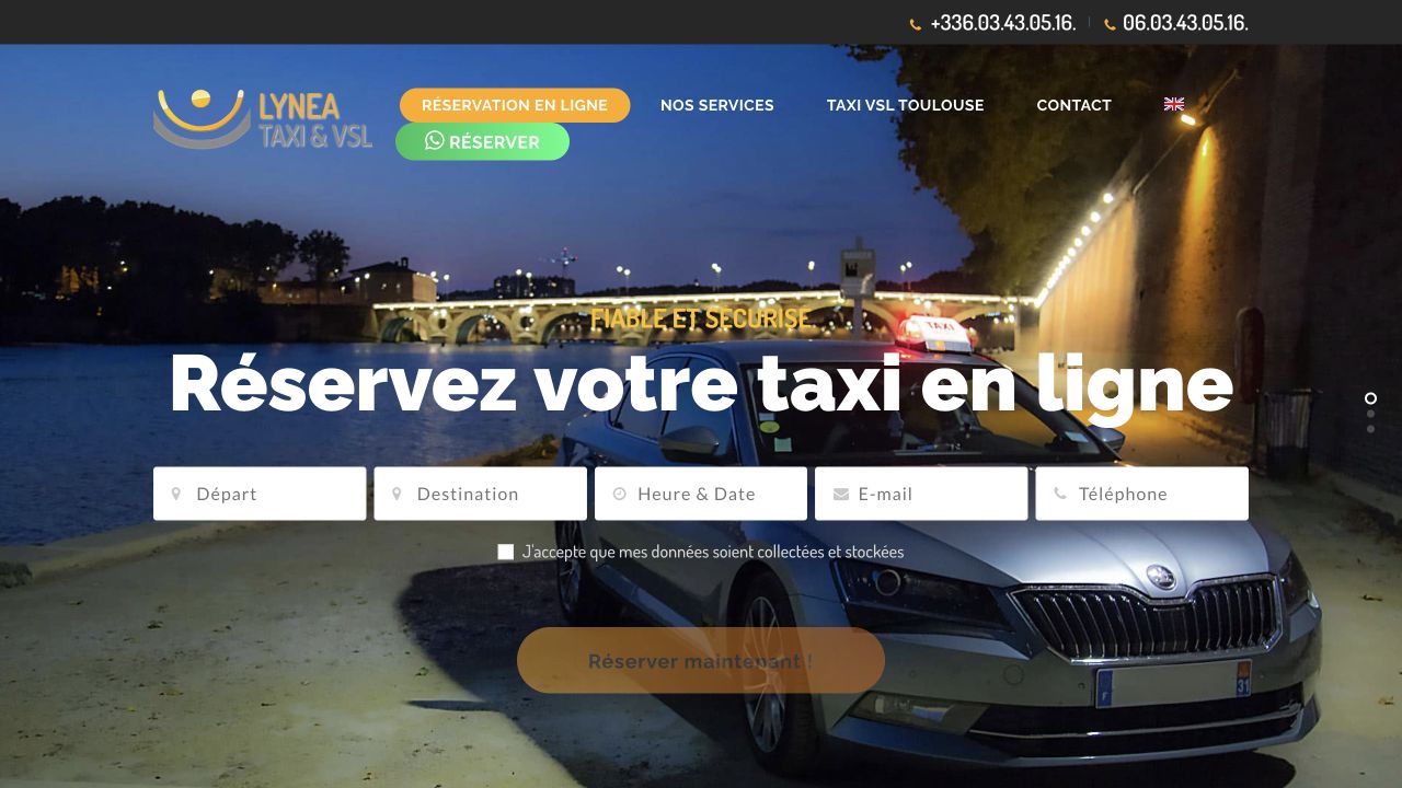 Capture du site de LYNEA Taxis