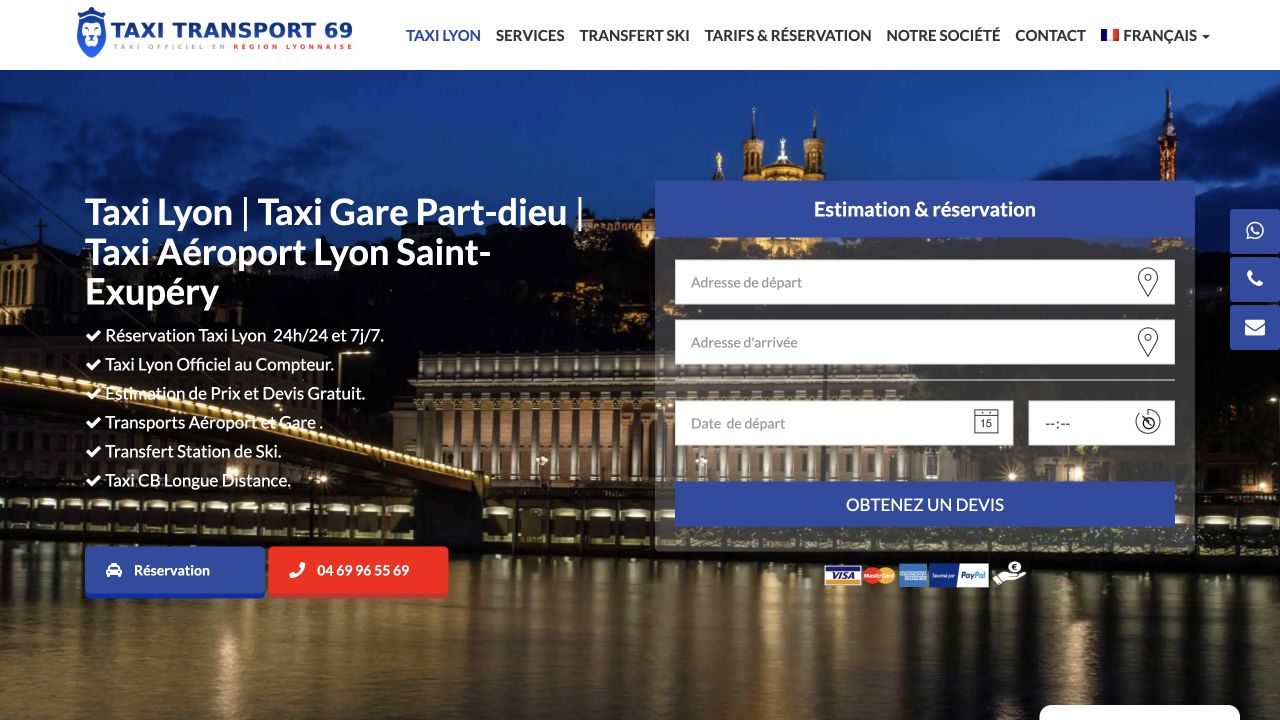 Capture du site de Taxi Transport 69