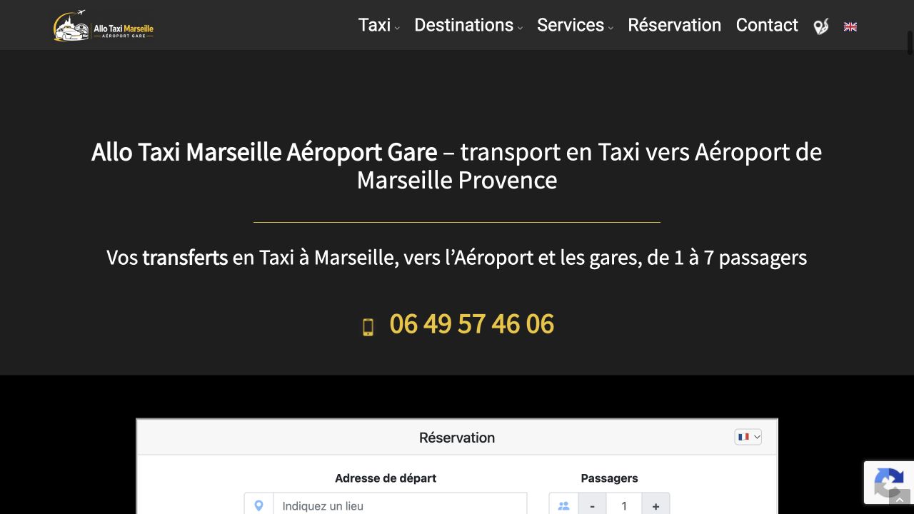 Capture du site de Allo Taxi Marseille Aéroport Gare — Taxi BM