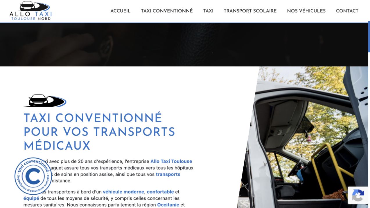 Capture du site de Allo Taxi Toulouse Nord