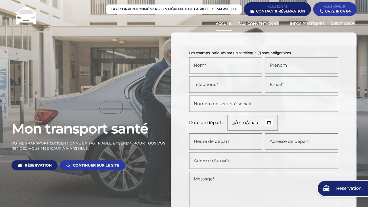Capture du site de Mon Transport Santé — VSL Taxi Marseille