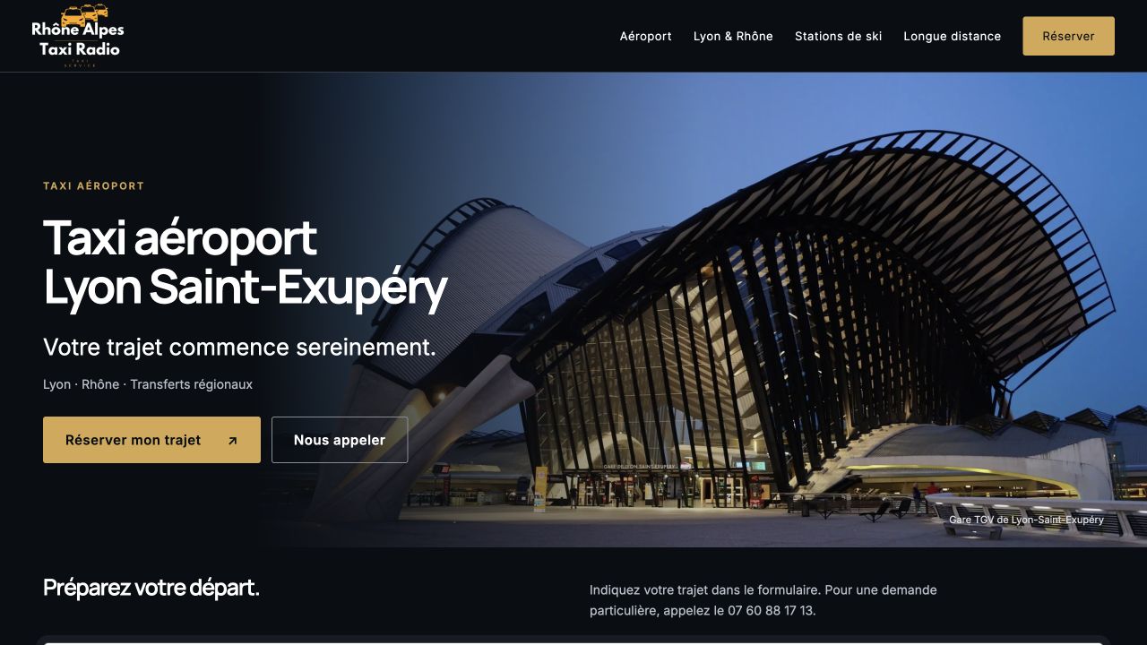 Capture du site de Rhône Alpes Taxi Radio
