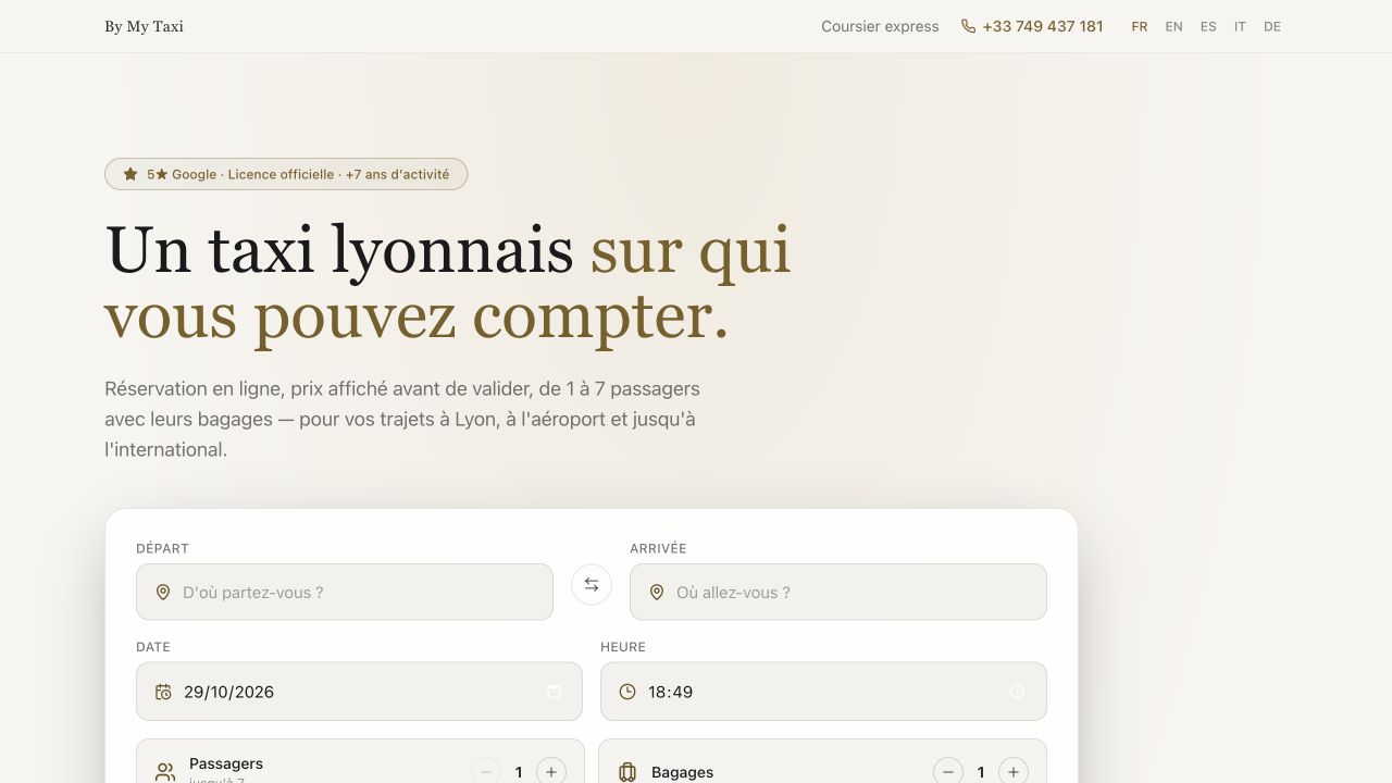 Capture du site de By My Taxi